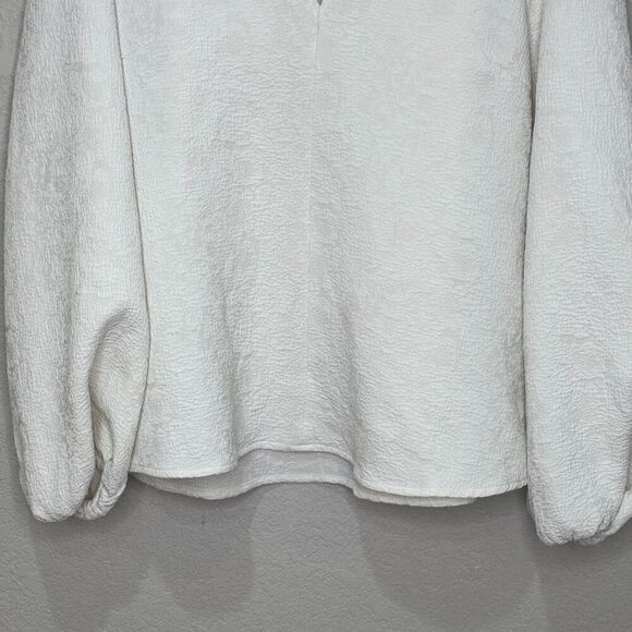 Samsoe Samsoe Margot Blouse Size XS White Puff Sleeve Collared Top - Picture 6 of 9